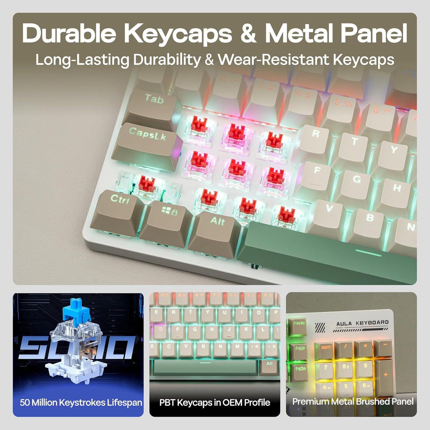 MechLands Aula S500 Teclado para juegos con cable, teclado mecánico...