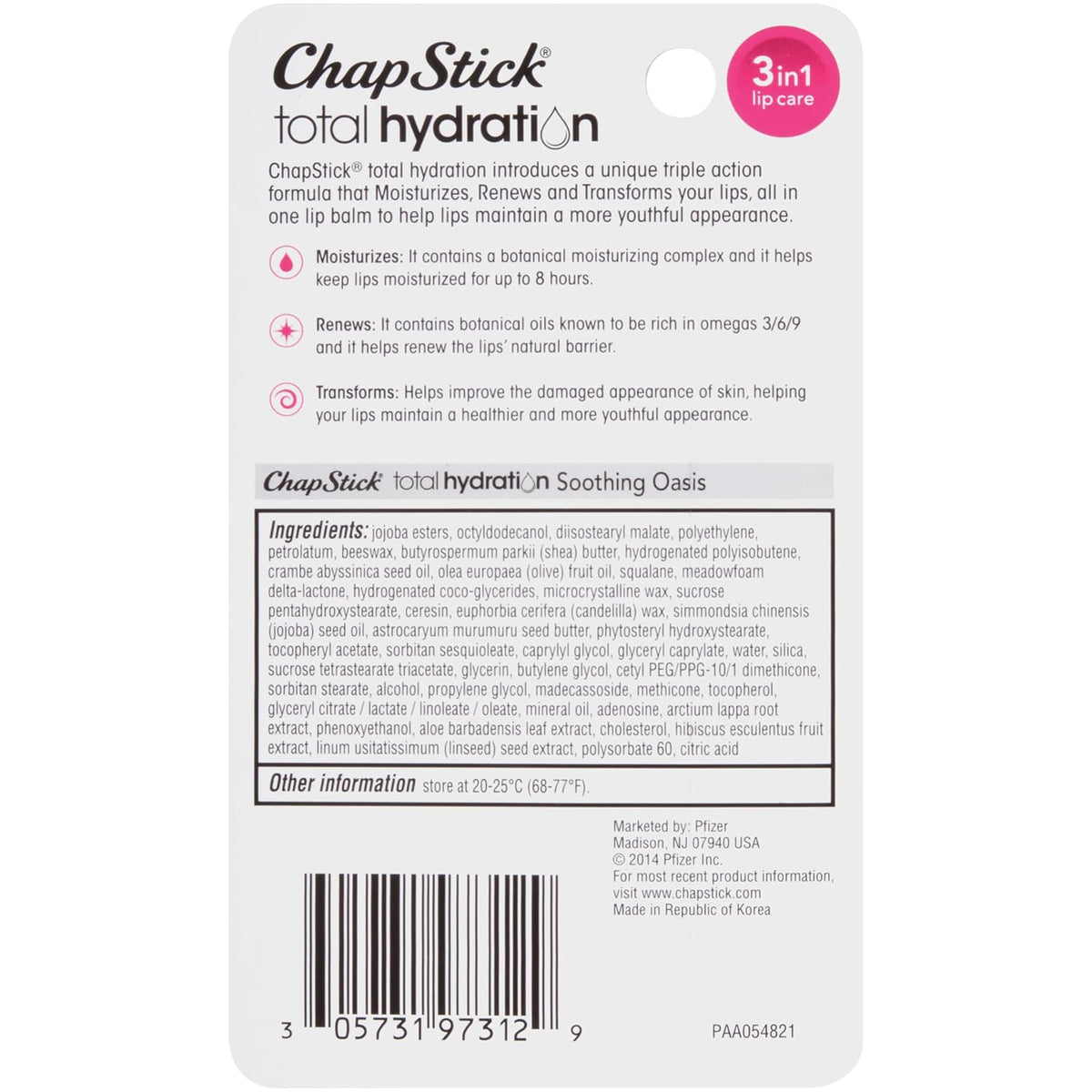 ChapStick Total Hydration Soothing Oasis - Tubo de bálsamo labial h...