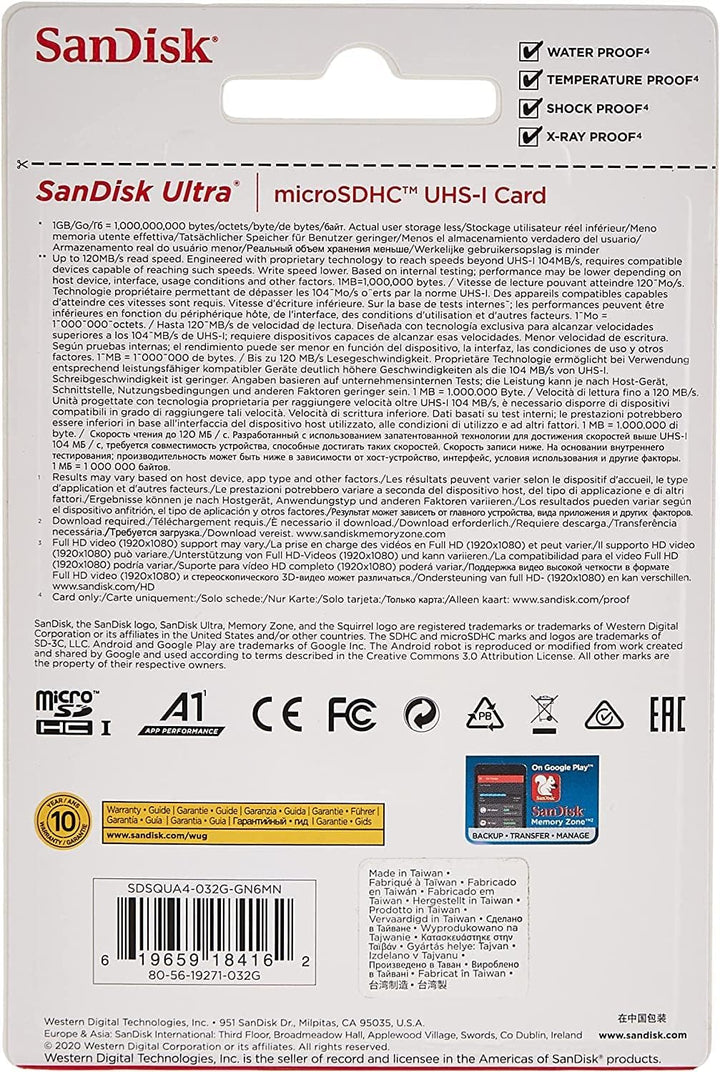 SanDisk MicroSDHC Ultra® de 32 GB 120MB\/s A1 Clase 10 UHS-I