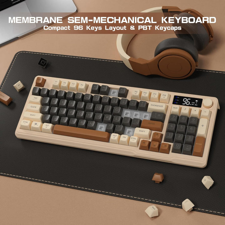 LexonElec Teclado Inalámbrico Gaming M96, Control de Perilla Blueto...
