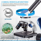 AmScope M162C-2L-PB10-WM "Galardonado en 2018 como el mejor kit de microscopio para estudiantes y niños" - Microscopio todo metal de 40X-1000X con luz dual, con portaobjetos y libro de microscopio