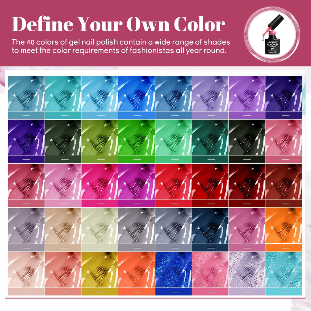 JEWHITENY Kit de esmalte de uñas de gel de 45 piezas con lámpara LE...