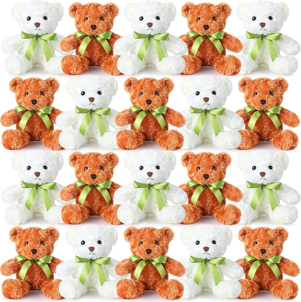 HyDren 24 piezas de animales de peluche con lazo verde de 10 pulgadas