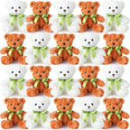 HyDren 24 piezas de animales de peluche con lazo verde de 10 pulgadas