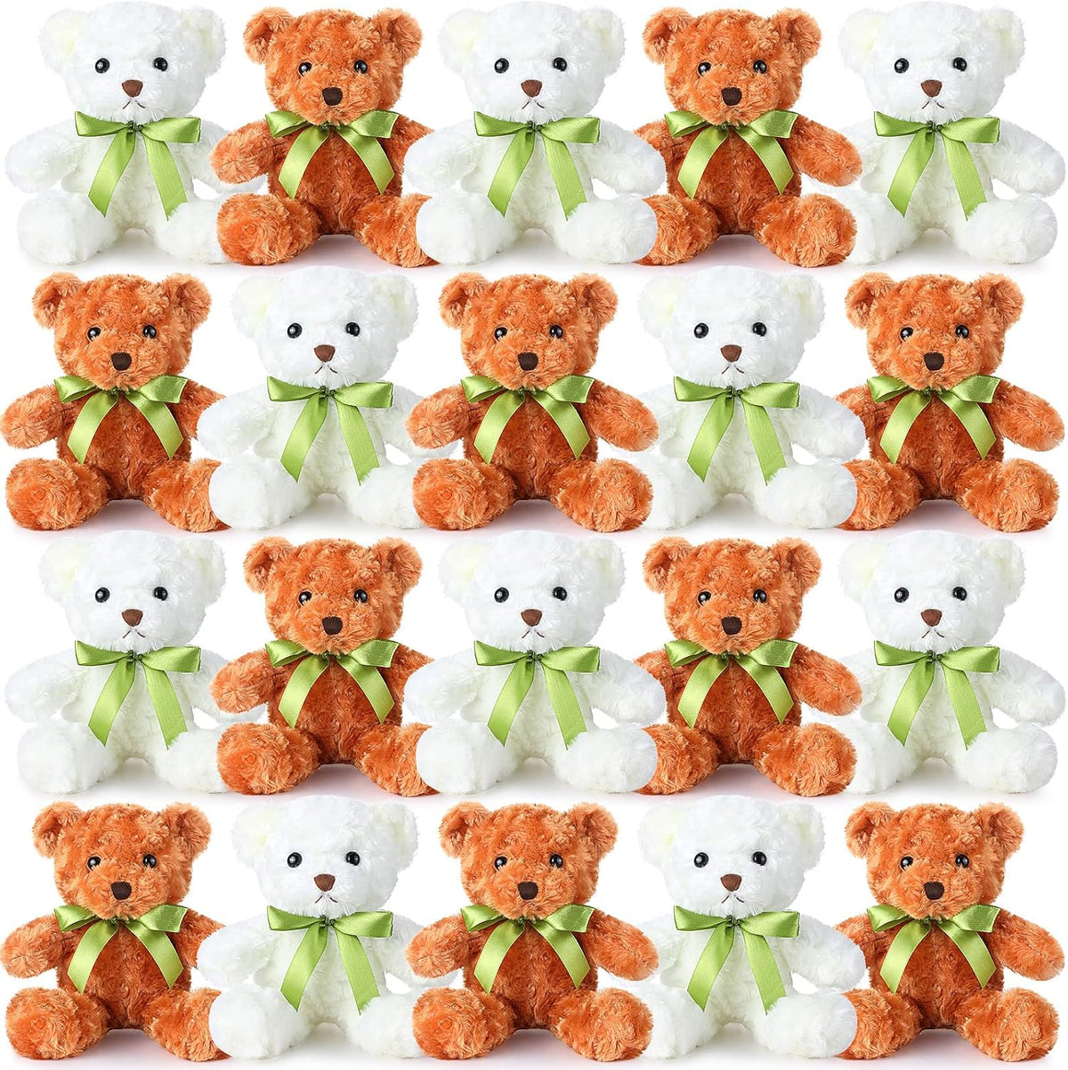 HyDren 24 piezas de animales de peluche con lazo verde de 10 pulgadas