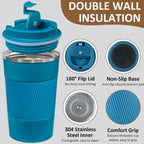 Paquete de 4 tazas de café aisladas con tapa, vaso de café de viaje de 17 onzas, tazas de café reutilizables de acero inoxidable, taza de café térmica para bebidas frías y calientes, multicolor