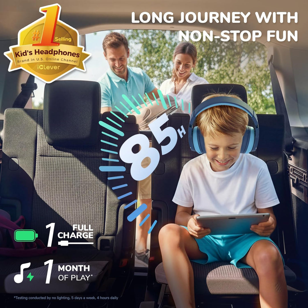 iClever BTH12 - Auriculares Bluetooth para niños, LED con luces de...