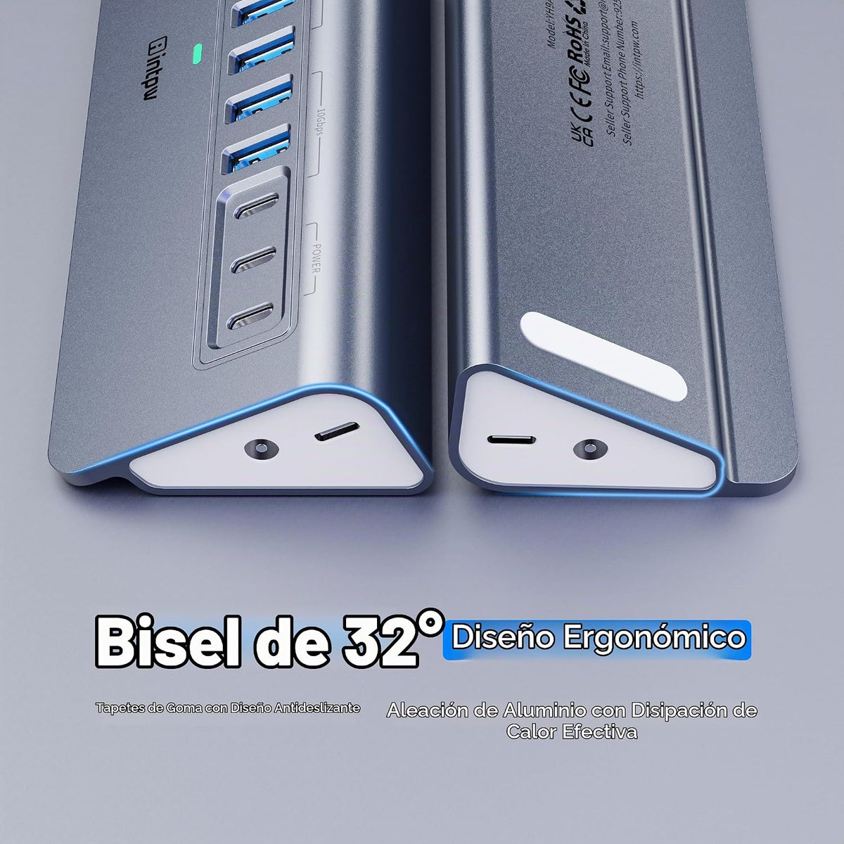 intpw, hub USB 3.0 de 12 puertos, alimentado