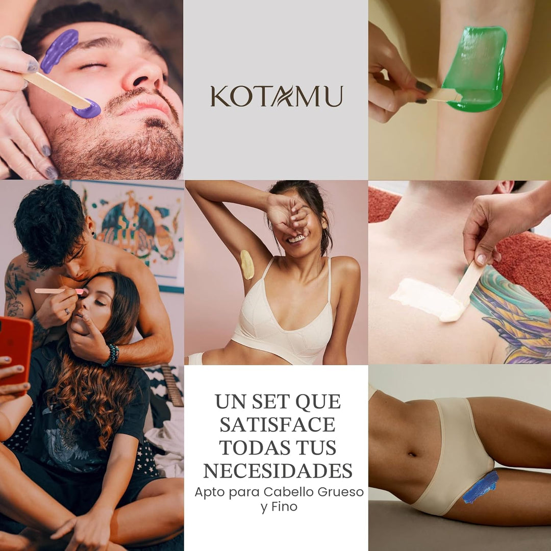 KOTAMU - Kit de depilación con cera para mujeres y hombres, calenta...