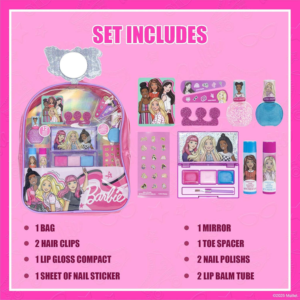 Barbie Mochila de Maquillaje Set con Cosméticos y Accesorios