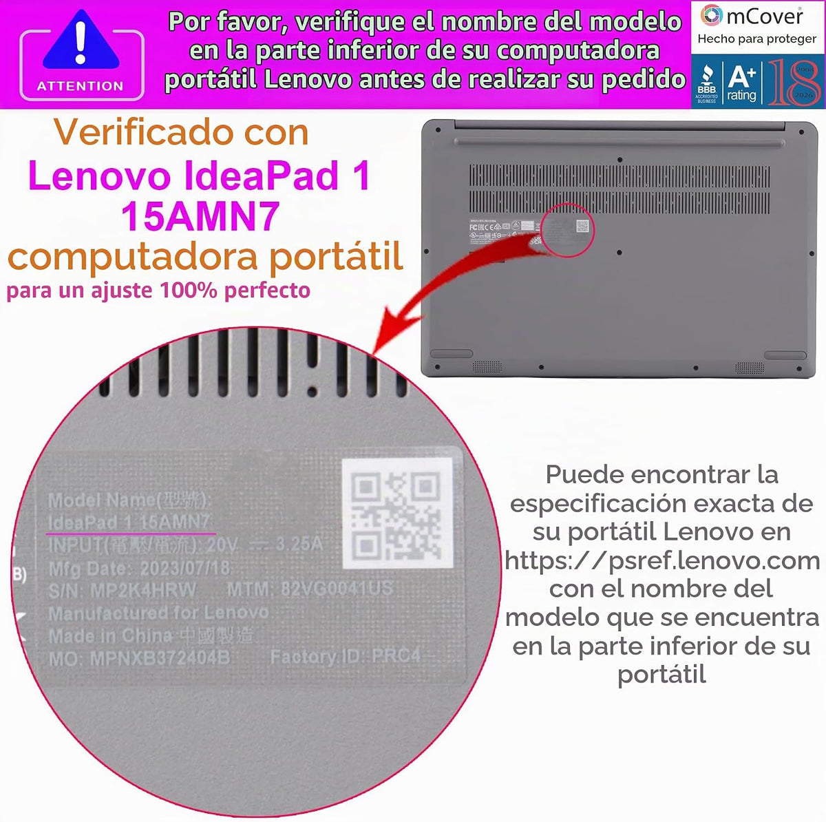mCover Funda compatible solo para Lenovo IdeaPad 1 Series 2022-2024...