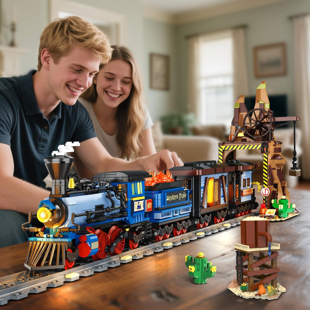Juego de construcción de tren occidental con luces 1912