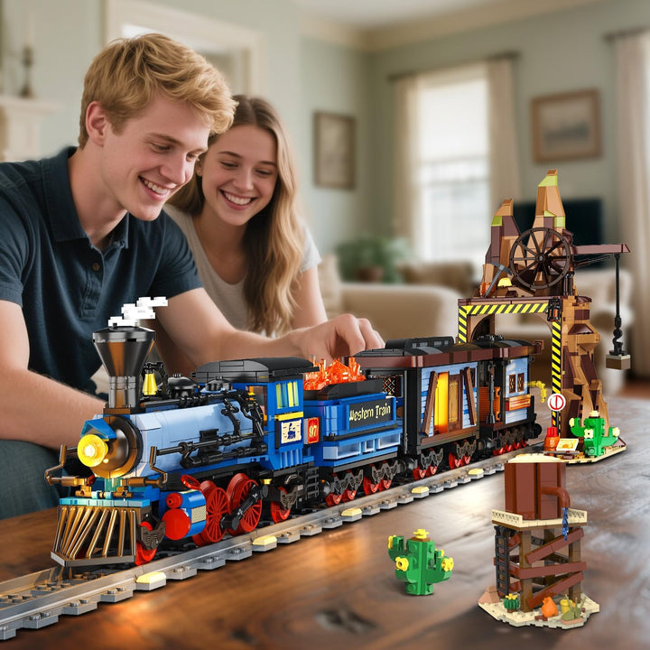Juego de construcción de tren occidental con luces 1912