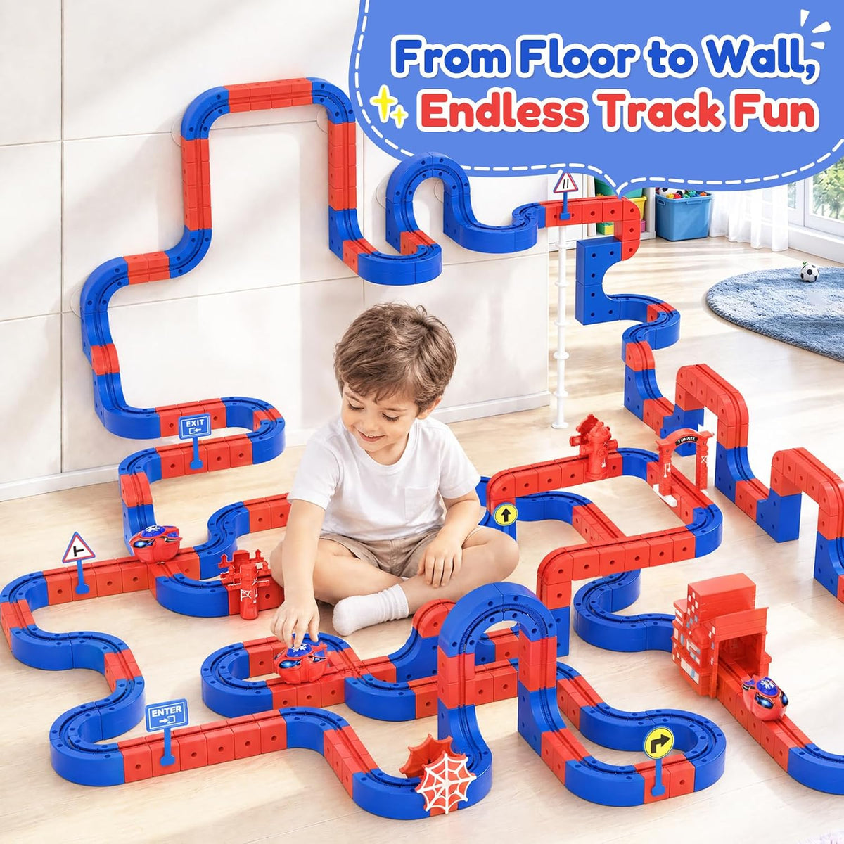 157Pcs Juego de Trenes Eléctricos, Juguetes de Riel STEM para Niños de 3, 4, 5, 6, 7 y 8 años