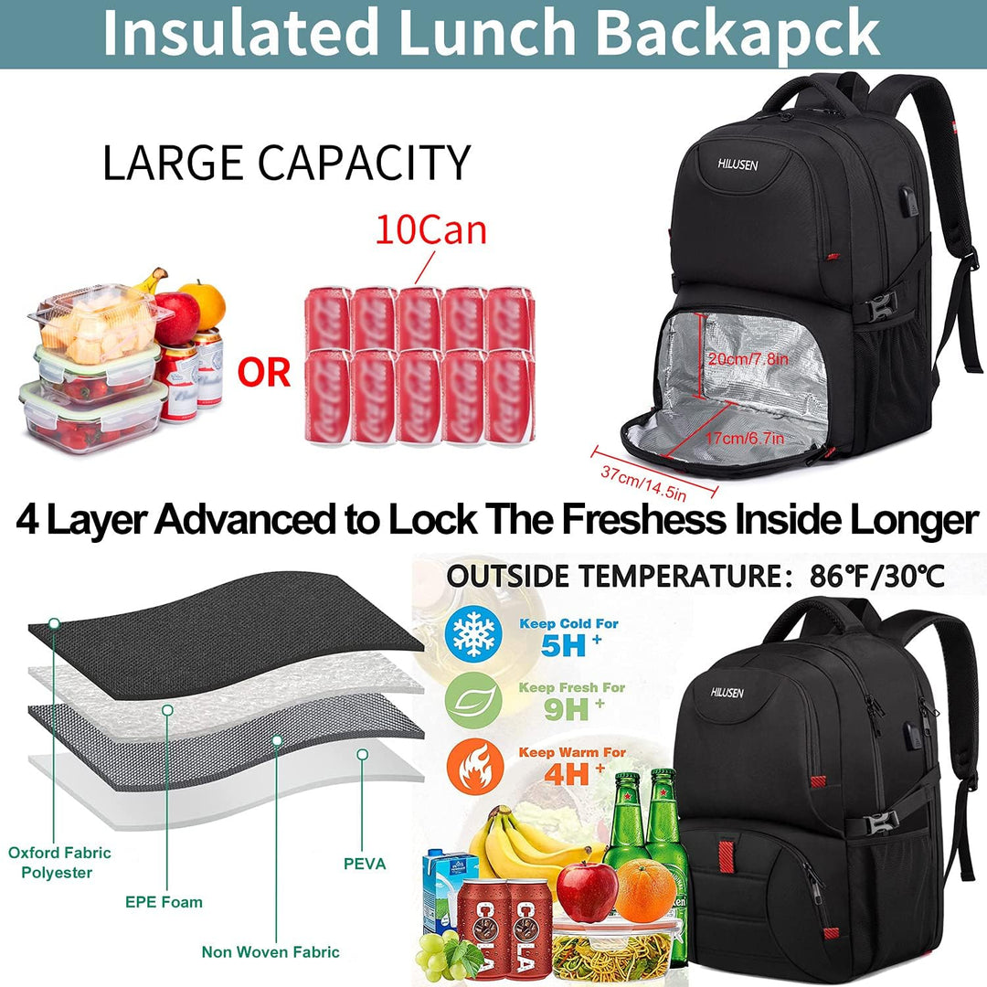 HILUSEN Mochila extra grande para hombres 50L, mochila con aislamie...