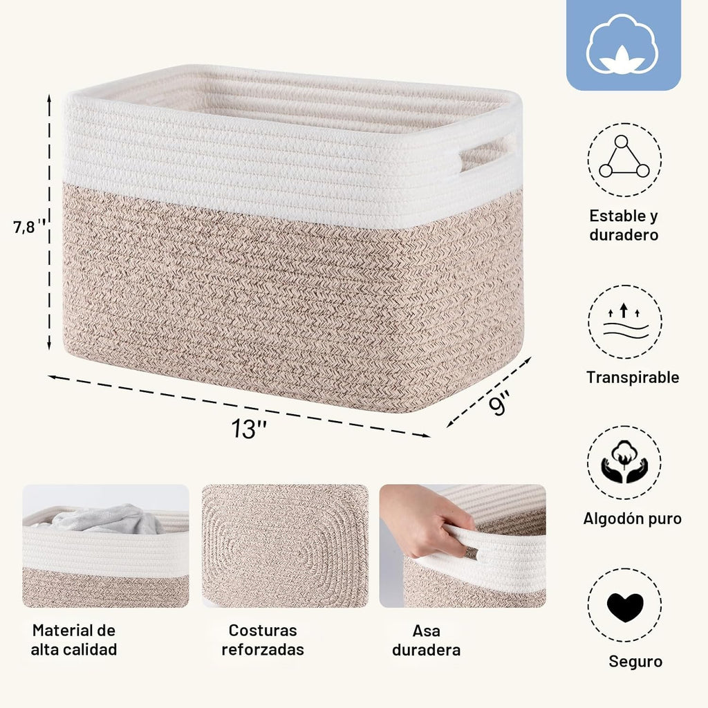 Paquete de 4 cestas de almacenamiento para organizar, cestas tejidas para estantes, perfectas para juguetes, libros, toallas y ropa, cestas de regalo duraderas, almacenamiento de juguetes