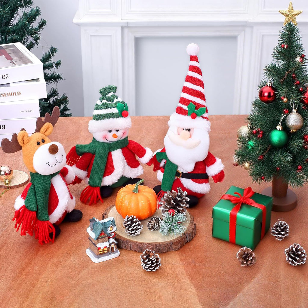 Tanganan Juguetes de peluche de Navidad, paquete de 3 juguetes de peluche de Navidad, Papá Noel, muñeco de nieve, alce, juguetes de peluche para niños y niñas, decoración de Navidad para el hogar y la oficina