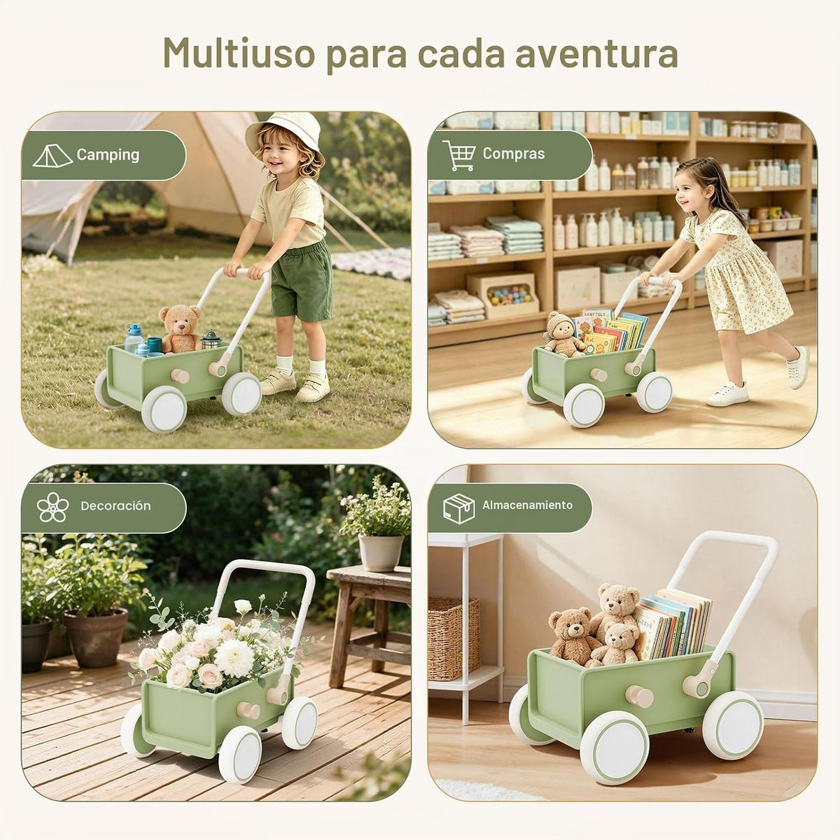 Andador de empuje para bebés con ruedas, juguete para bebés de 6