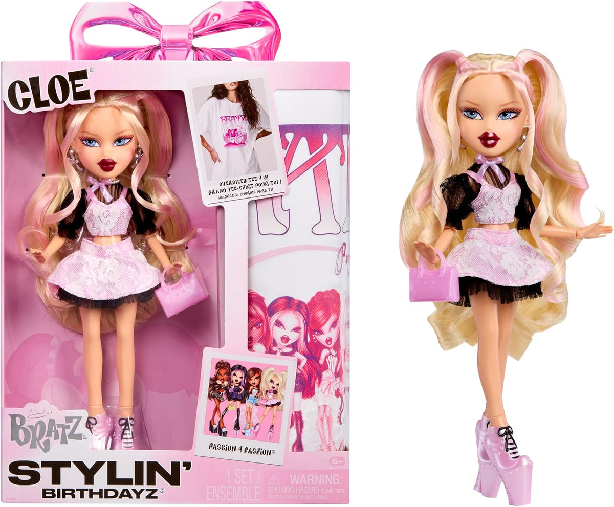 Bratz Stylin' Birthdayz Cloe Fashion Doll con camiseta personalizable para ti y accesorios