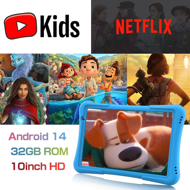 PRITOM Tableta para niños de 10 pulgadas Android 14, 32GB, Quad-Cor...