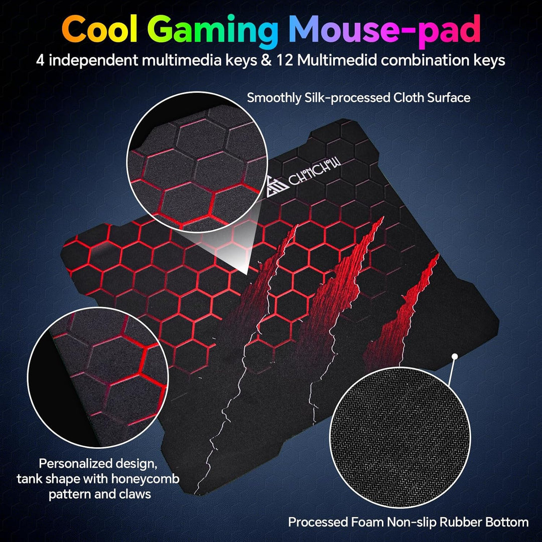 CHONCHOW Combo de teclado y mouse para juegos, USB con cable RGB, r...