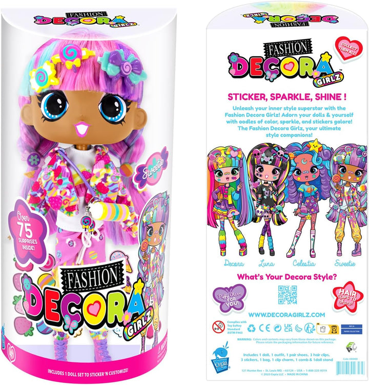 Decora Fashion Girlz - Muñeca de 11 pulgadas - Pegatinas Sweetie y...