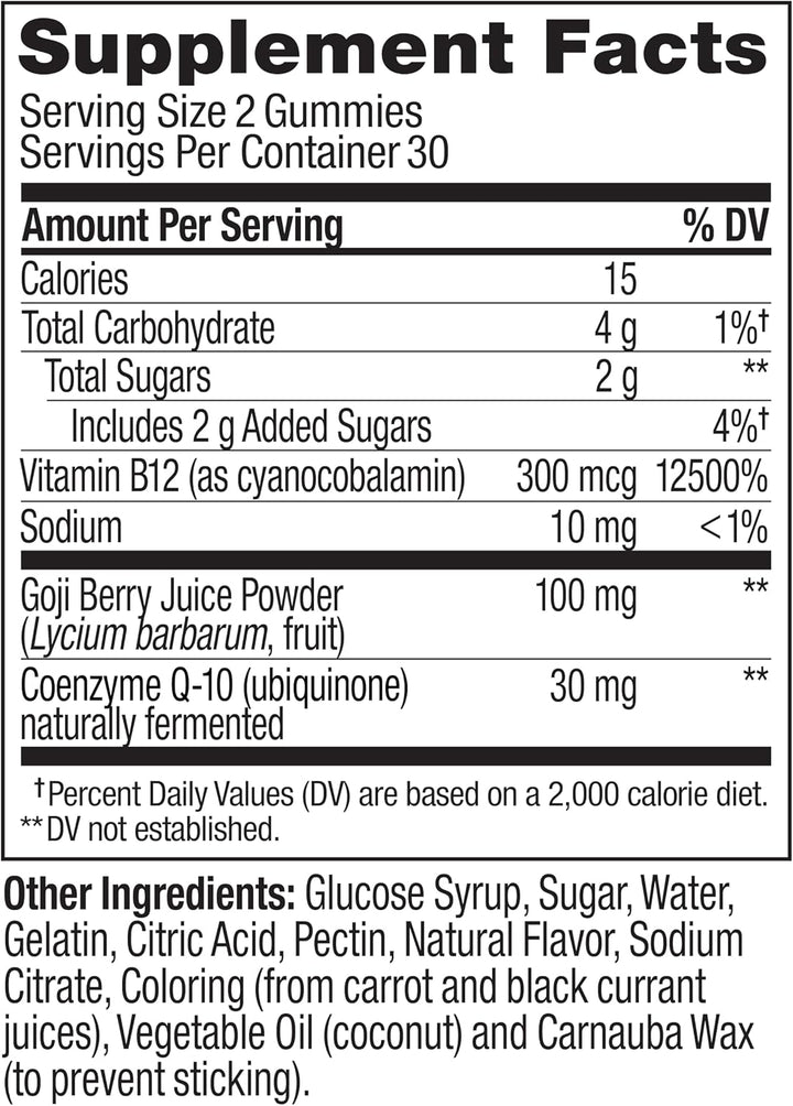 OLLY Daily Energy - Gomitas sin cafeína, vitamina B12, CoQ10, bayas...