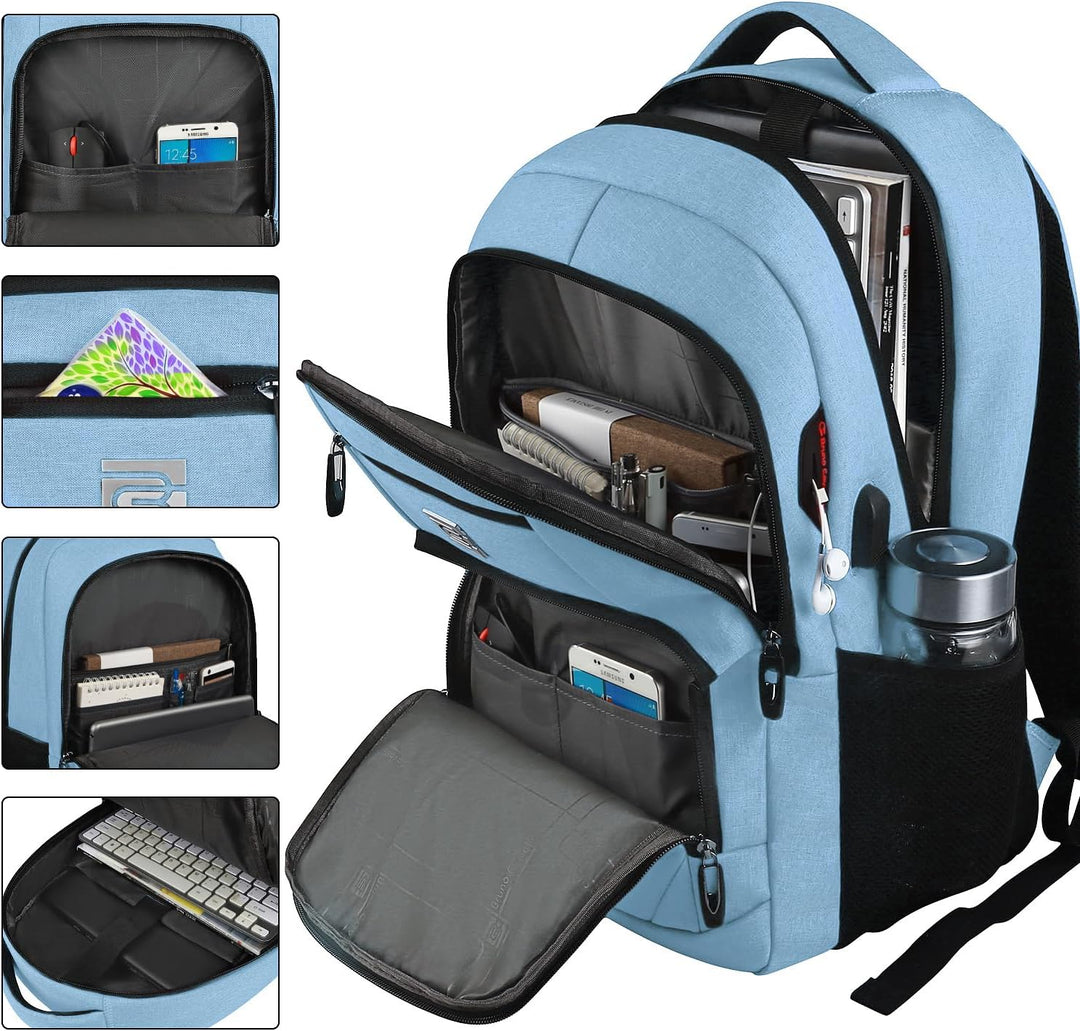 Mochila para Laptop Volher, Azul pálido, 15,6 pulg., Computadora po...