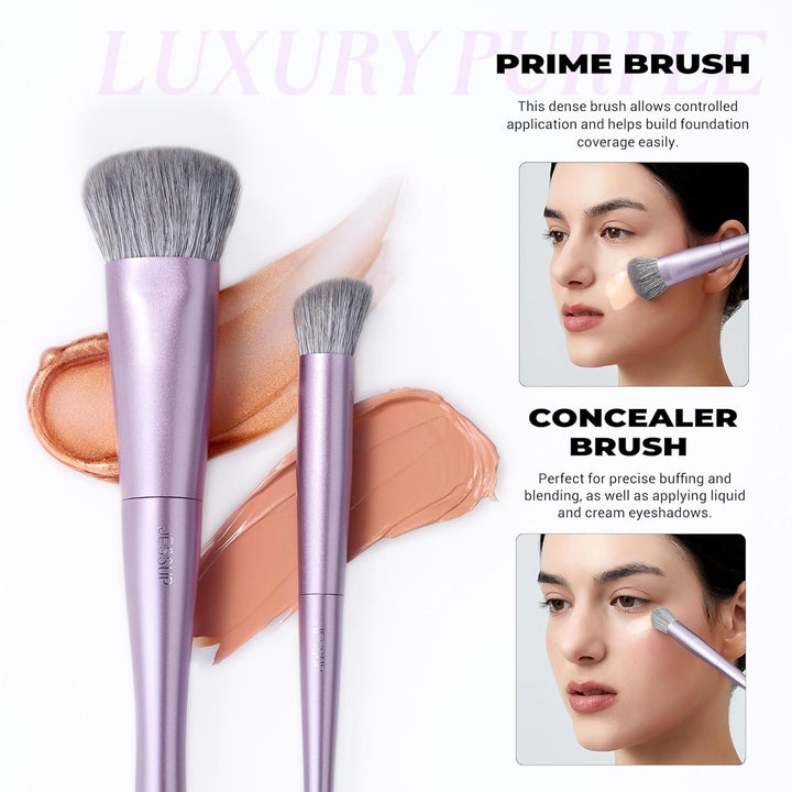 Jessup Brochas de maquillaje para la cara 5 piezas, juego de brocha...