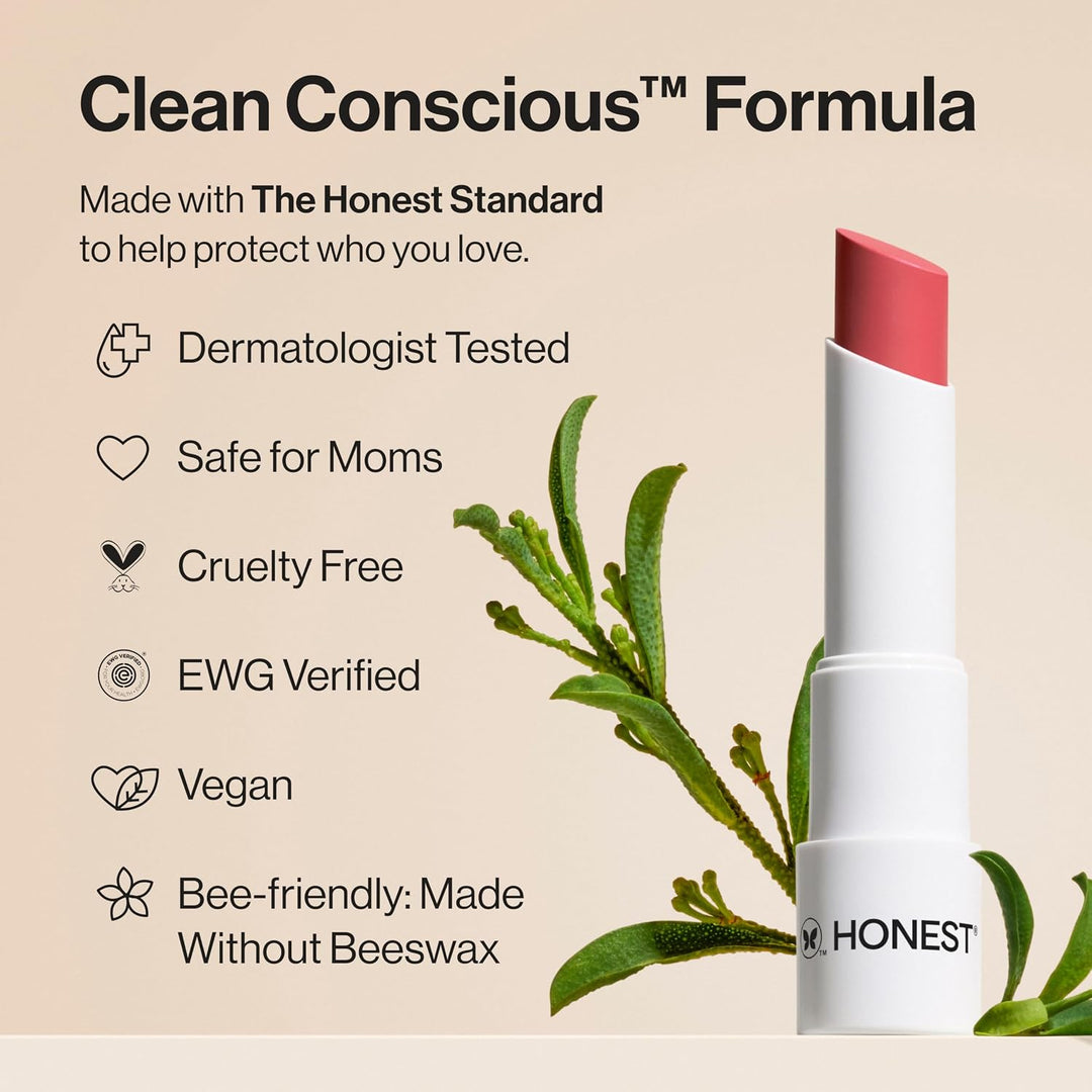 Honest Beauty Bálsamo labial hidratante vegano con color, rico en a...