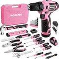 WORKPRO Juego de taladro rosa inalámbrico de 12 V para mujeres