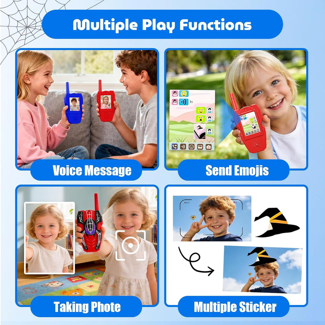 Walkie Talkies de video para niños, paquete de 2 walkie talkies rec...