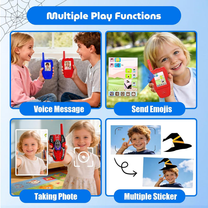 Walkie Talkies de video para niños, paquete de 2 walkie talkies rec...
