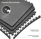 Tapete de gimnasio en casa, tapete de ejercicio de rompecabezas, baldosas de espuma EVA entrelazadas para equipos de entrenamiento en casa y áreas de juego para niños, negro, 24 x 24 x ½ pulgadas, 12