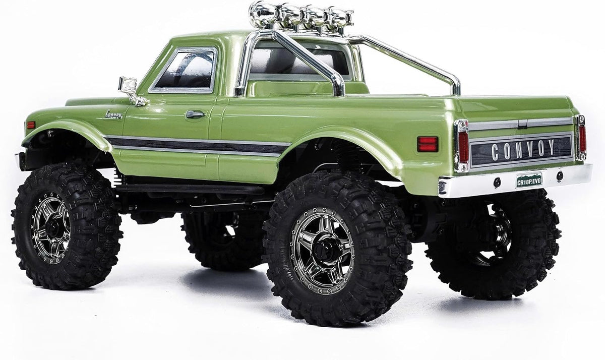HOBBYPLUS CR18P EVO 2 Rock RC Crawler - Mini rastreador RC escala 1/18 con transmisión de dos velocidades, engranajes totalmente metálicos, plataforma EVO evolucionada, listo para funcionar, estilo