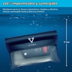 VITAL Cartera impermeable para nadar – Pequeña bolsa impermeable para llaves – Sumergible, flotante, a prueba de lluvia y agua, para surfear, llavero de coche, bolsa seca con correa para muñeca y tobillo
