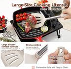 Juego de Utensilios de Cocina de Silicona, NCUE 35 Piezas Juego de Utensilios de Cocina con Soporte, con Mango de Acero Inoxidable Juego de Espátulas, Cucharas, Servidor de Pasta, Rallador de Queso