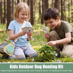 Kit de atrapador de insectos de madera para niños de más de 3 años, kit de captura de insectos y explorador al aire libre | jaula de insectos de madera, segura, red de mariposa extensible, bolsa
