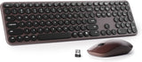 UBOTIE Combo de teclado y mouse inalámbricos, 110 teclas redondas r...