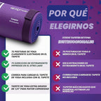 Esterilla de yoga con instrucciones de posturas impresas y correa de transporte, 75 posturas de yoga ilustradas y 75 estiramientos, bonita esterilla de yoga para mujeres y hombres, antideslizante, alfombrilla de yoga extra gruesa de 1/4 pulgadas para