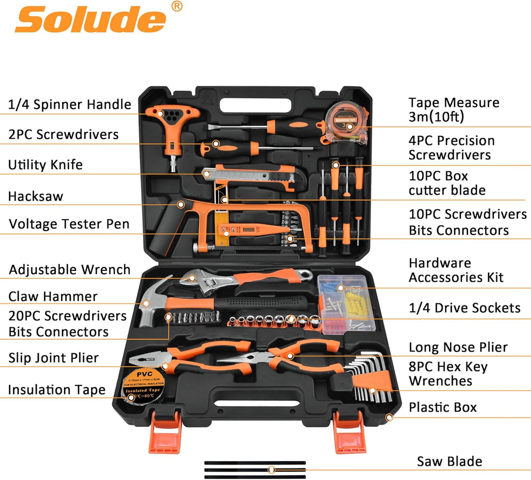 SOLUDE - Juego de herramientas de 182 piezas para reparación del ho...