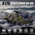 GoolRC Helicóptero RC sin escobillas, helicóptero de control remoto WLtoys K170, avión RC militar de 4 canales con giroscopio de 6 ejes, fácil de volar para adultos y principiantes