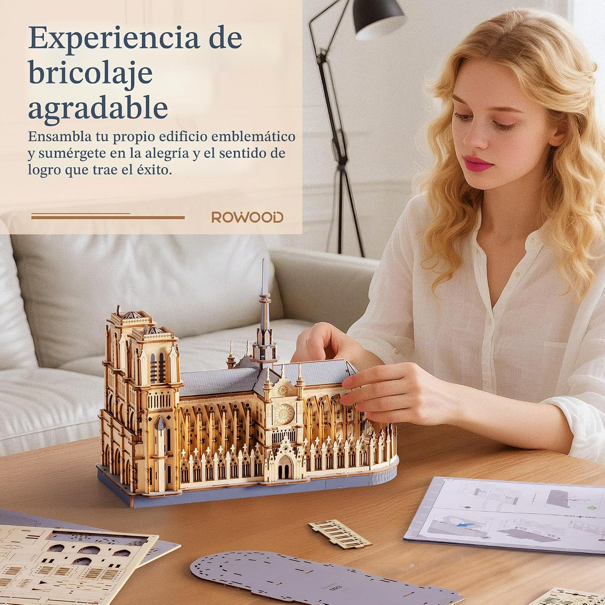 Rowood Rompecabezas 3D para adultos, arquitectura de madera, kit de construcción para adultos, colección de catedral y castillo de Notre-Dame de París, cumpleaños para mujeres amigas