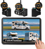 Sistema de cámara de respaldo inalámbrico magnético magnético de 360° - Pantalla táctil 1080P de 7 pulgadas, grabación DVR, impermeable IP69K, sueño automático y visión nocturna para RV