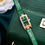 ROCOSJEWE Reloj Elegante para Mujer - Esfera Verde Correa de Cuero Caja en Oro Rosa, Reloj Analógico de Cuarzo Vestido, Reloj de Pulsera Impermeable de Moda Regalo para Mujer RW0209S