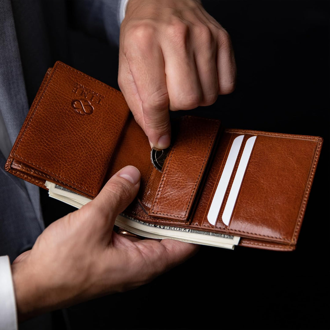 Time Resistance Cartera de cuero para hombre - Billetera italiana p...