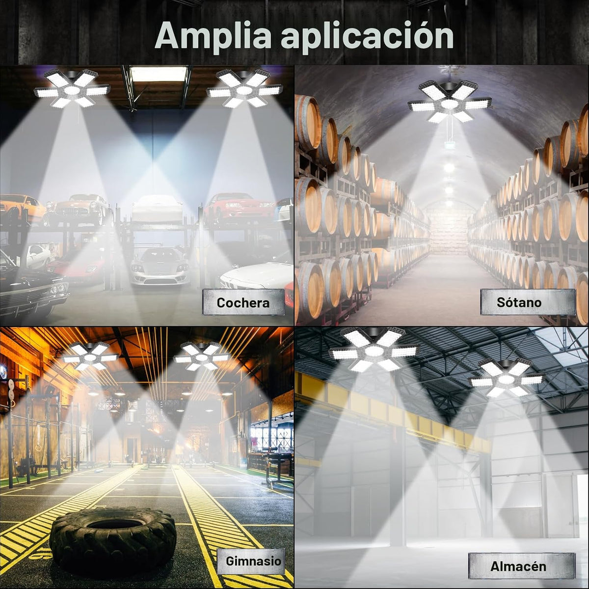 Paquete de 2 luces de garaje, luces de techo LED de 20000LM 6500K