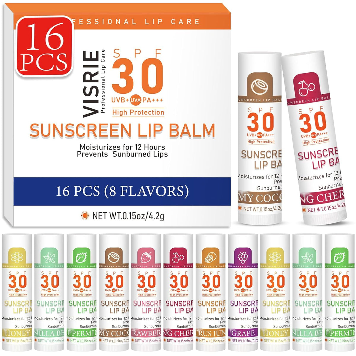 VISRIE Protector solar labial SPF 30, bálsamo labial SPF tamaño de...
