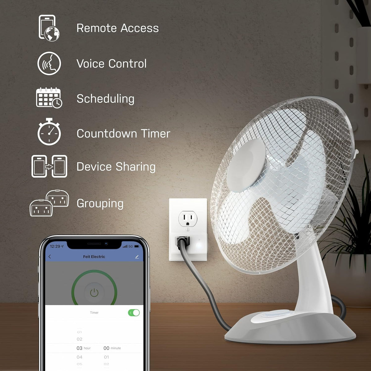 Feit Electric Regleta de alimentación inteligente Wi-Fi, funciona con Alexa