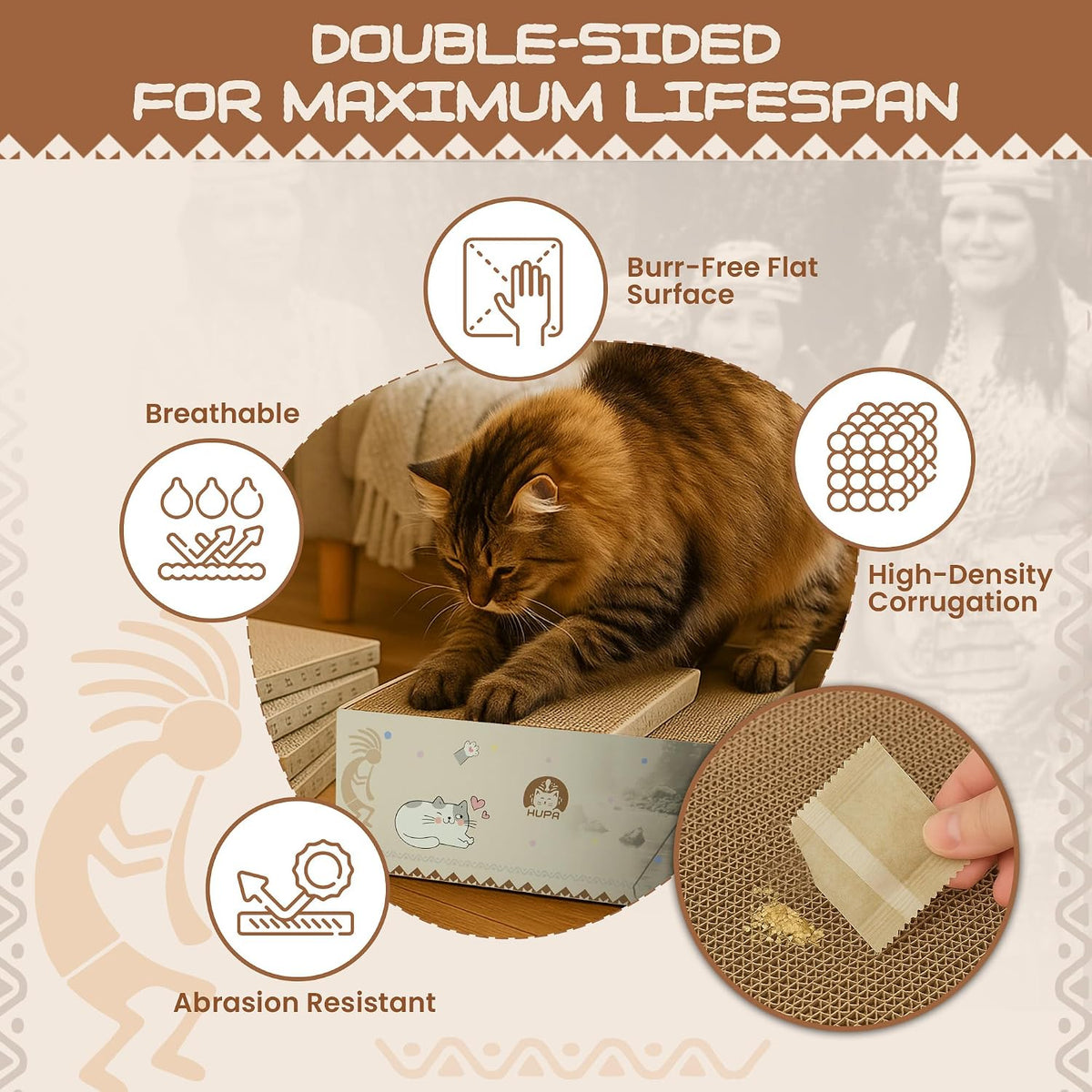 Paquete de 5 tablas rascadoras para gatos | Rascador reversible de cartón para gatos con hierba gatera | Rascador de cartón corrugado para gatos | Almohadilla para arañazos para gatos | Caja rascador duradera para gatos | 16.34 pulgadas de largo x 11.42